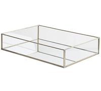 Beliani - Plateau de Service - Grenoble - 20 x 30 cm - en Verre et Acier, Argent
