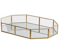 Beliani Plateau de Service Design Effet Miroir Tendance avec Cadre en Laiton Couleur Dorée Idéal pour Parfaire une Déco de Table Glamour