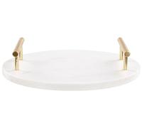 Beliani Plateau de Service Moderne en Marbre avec Poignées Accessoire Maison Blanc et Doré Argos
