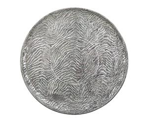 Beliani Plateau de Sevice Décoratif Rond 49 cm en Métal Argenté Vieilli Accessoire pour Salon Cuisine ou Salle à Manger au style Rétro et Oriental