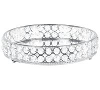 Beliani - Plateau Décoratif Glamour de Forme Ronde en Acier et Verre, Argenté