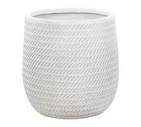 Beliani Pot à Fleurs Rond Motif Gaufré en Fibre d'argile Blanc Cassé ⌀ 39 cm Livadia
