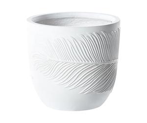 Beliani Pot de Fleurs Blanc Cassé en Fibres d'argile Rond Cache-Pot 35 x 35 x 33 cm Ftero