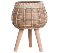 Beliani Pot de Fleurs Boho en Magnésium Support en Bois Jardinière Marron Clair Darmera