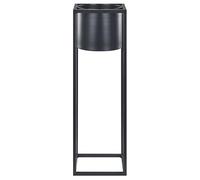 Beliani Pot de Fleurs Grand Format en Métal Noir pour Extérieur Haut sur Pied et Design Chromé pour Jardin Moderne