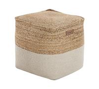 Beliani Pouf 44 x 44 x 44 cm en Jute et Coton Beige et Jaune Kirama