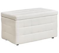 Beliani Pouf 72 x 42 cm en Cuir PU avec Rangement Chesterfield Blanc Capitonné Michigan