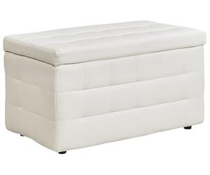Beliani Pouf 72 x 42 cm en Cuir PU avec Rangement Chesterfield Blanc Capitonné Michigan