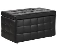 Beliani Pouf 72 x 42 cm en Cuir PU avec Rangement Chesterfield Noir Capitonné Michigan