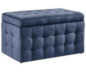 Beliani Pouf 72 x 42 cm en Velours avec Rangement Chesterfield Bleu Foncé Doux Michigan