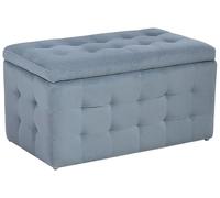 Beliani Pouf 72 x 42 cm en Velours avec Rangement Chesterfield Gris Capitonné Michigan