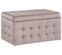 Beliani Pouf 72 x 42 cm en Velours avec Rangement Chesterfield Rose Capitonné Michigan