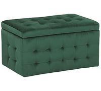 Beliani Pouf 72 x 42 cm en Velours avec Rangement Chesterfield Vert Foncé Doux Michigan