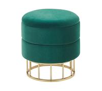 Beliani - Pouf avec Rangement - Elgin - en Velours et Acier, Vert Foncé et Doré