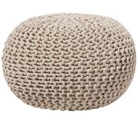 Beliani Pouf Beige Clair Coton Rond en Billes Polystyrène Accessoire