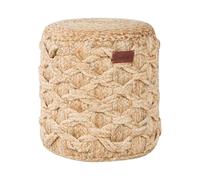 Beliani Pouf Boho en Jute Rond Remplissage en EPS Repose-Pieds Beige Turkan