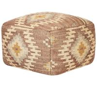 Beliani Pouf Carré avec Motif Géométrique Tissé en Jute et Laine Multicolore Beel