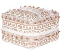Beliani Pouf Carré en Coton Beige 50 x 50 cm Remplissage à Billes Polystyrène Karaw