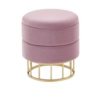 Beliani Pouf Coffre de Rangement en Velours Rose et Structure en Acier Doré Idéal pour Chambre ou Salon au Design Glamour Tendance