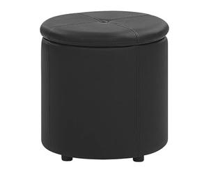 Beliani Pouf Coffre de Rangement Glamour 38 x 40 cm en Cuir PU Noir Maryland