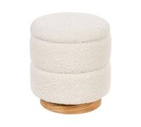 Beliani Pouf Coffre en Peluche Blanc Rangement Salon Assise Supplémentaire Ogden