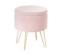 Beliani Pouf Coffre en Velours Rose Rangement Salon Assise Supplémentaire Silas