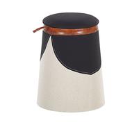 Beliani - Pouf Coffre Enfant - Apache - en Lin Synthétique, Beige Noir et Marron