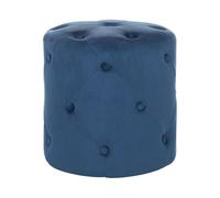Beliani Pouf de Forme Cylindrique Type Chesterfield fabriqué en Velours Synthétique Bleu Foncé pour Salon ou Chambre Moderne