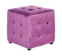 Beliani Pouf Cube en Velours Synthétique Violet Capitonné Rétro Pieds à Patins Wisconsin