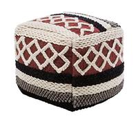 Beliani Pouf Cubique fabriqué en Laine et en Coton Multicolore avec Motif Oriental au Style Bohème