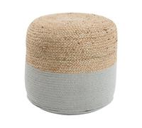 Beliani - Pouf - Dalama - 48 x 46 cm, En Jute et Coton, Beige et Gris