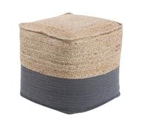 Beliani Pouf de Forme Cubique 44 x 44 cm fabriqué en Jute Beige et en Coton Gris Foncé avec Remplissage en Billes de Polystyrène