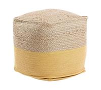 Beliani Pouf de Forme Cubique 44 x 44 cm fabriqué en Jute Beige et en Coton Jaune avec Remplissage en Billes de Polystyrène