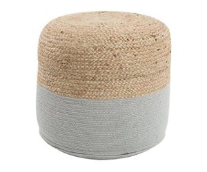 Beliani Pouf de Forme Cylindrique en Jute Beige et en Tissu Coton Gris de 48 cm de Hauteur avec Rembourrage en Billes de Polystyrène