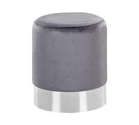Beliani Pouf de Forme Cylindrique fabriqué en Velours Gris avec Base Métallique Argenté pour Salon ou Chambre Glamour et Moderne