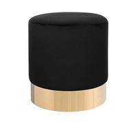 Pouf de Forme Cylindrique fabriqué en Velours Noir avec Base Métallique Doré pour Salon ou Chambre Glamour et Moderne Beliani