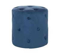 Beliani Pouf de Forme Cylindrique Type Chesterfield fabriqué en Velours Synthétique Bleu Foncé pour Salon ou Chambre Moderne