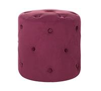 Beliani Pouf de Forme Cylindrique Type Chesterfield fabriqué en Velours Synthétique Rouge Bordeaux pour Salon ou Chambre Moderne