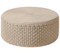 Beliani Pouf de Jardin 70 cm Synthétique Tissé à la Main Ottoman Accessoires d'Extérieur Beige Mihti