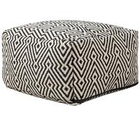 Beliani Pouf de Type Ottoman de Forme Rectangulaire 50 x 50 x 30 cm en Coton Noir et Blanc avec Motif Traditionnel pour Salon ou Chambre