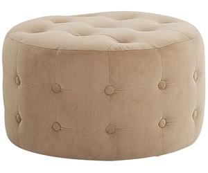 Beliani Pouf de Type Ottoman de Forme Ronde Clouté Style Chesterfield en Velours Synthétique Beige Sable de 30 cm de Hauteur