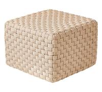 Beliani Pouf d'Extérieur Tissé à la Main Ottoman de Jardin 50 x 50 cm Matière Synthétique Beige Clair Nalli