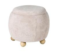 Beliani Pouf en Bouclé avec Espace de Rangement Tabouret Repose-Pieds Accessoire Meuble Salon Chambre Beige Clair Annabella