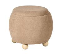 Beliani Pouf en Bouclé avec Espace de Rangement Tabouret Repose-Pieds Accessoire Meuble Salon Chambre Marron Clair Annabella