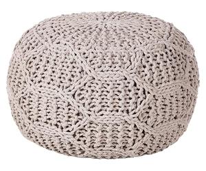 Beliani Pouf en Coton Taupe Macramé 50 cm Remplissage en Billes EPS Surface Texturée Triman