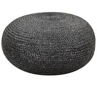 Beliani Pouf en Jute Noir Assise Supplémentaire de Salon Repose-Pieds Glamour Tifelt