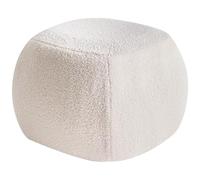 Beliani Pouf en Tissu Bouclé Rond Meuble de Chambre Salon Blanc Cassé Barron