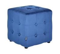 Beliani Pouf en Velours Repose-Pieds Tabouret Capitonné Cube Chambre à Coucher Salon Bleu Wisconsin
