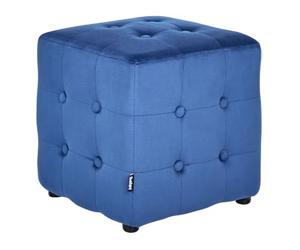 Beliani Pouf en Velours Repose-Pieds Tabouret Capitonné Cube Chambre à Coucher Salon Bleu Wisconsin