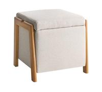 Beliani Pouf Glam avec Coffre de Rangement en Tissu Accessoire Salon Chambre à Coucher Beige Clair Edland